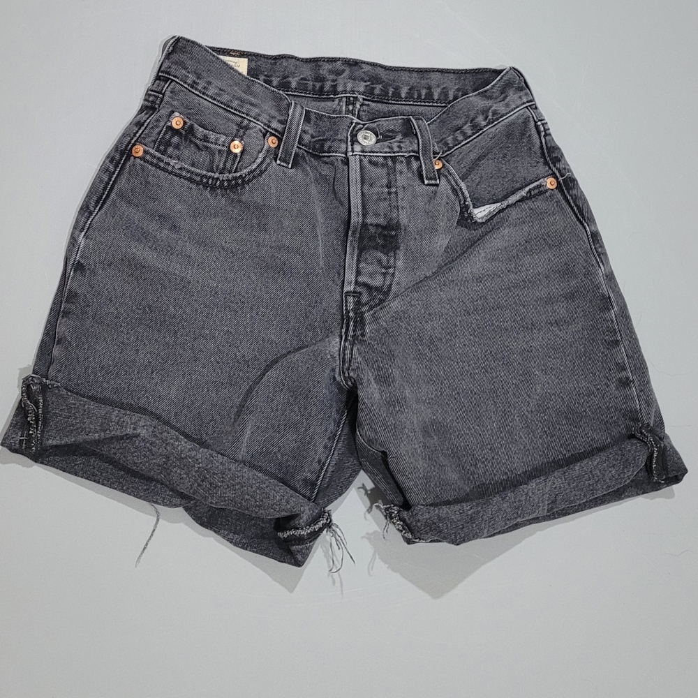 Levi's Black Rolled-Hem Denim Shorts